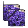 Phayah Purple Rose Pot Holders, 20.3 x 20.3 cm, with Loop, Heat-Resistant, 2-Piece Set view 1