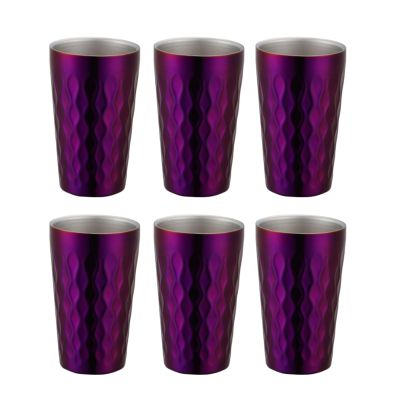 ZXCMY Double-Wall Stainless Steel Coffee Cup with Diamond Texture, 330 ml