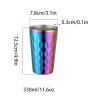 ZXCMY Double-Wall Stainless Steel Coffee Cup with Diamond Texture, 330 ml view 2