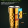 ZXCMY Double-Wall Stainless Steel Coffee Cup with Diamond Texture, 330 ml view 4