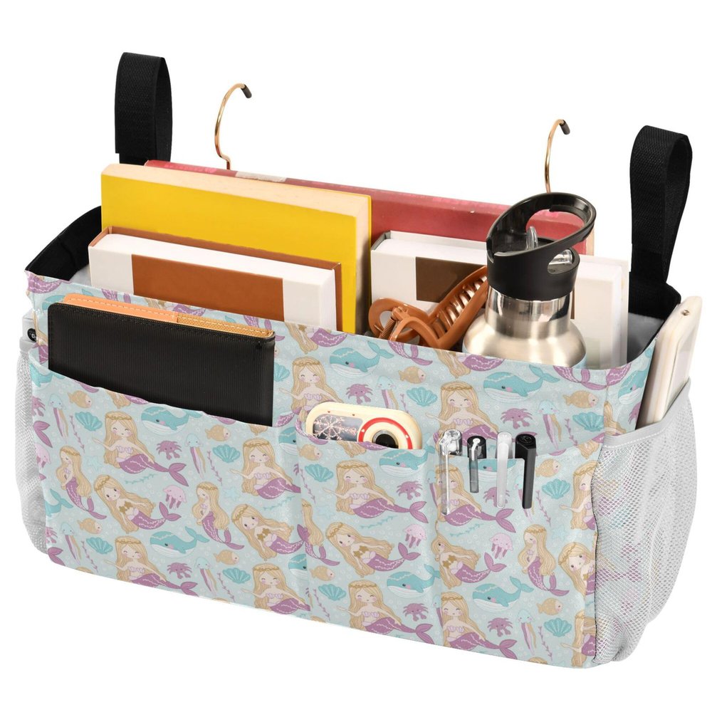 Bedside Organizer with Pockets, Mermaid and Sea Creature Design
