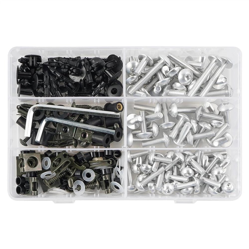 QIBBEI Motorcycle Fairing Bolt and Nut Kit for CBR Models (Silver)