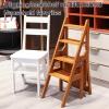 Folding Wooden Library Ladder Chair, 4-Step Portable Stool view 2