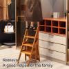 Folding Wooden Library Ladder Chair, 4-Step Portable Stool view 3