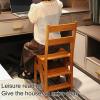 Folding Wooden Library Ladder Chair, 4-Step Portable Stool view 4