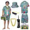 OPAEHJF Men’s 80s/90s Costume Tracksuit with Bucket Hat and Sunglasses, Green, M view 1