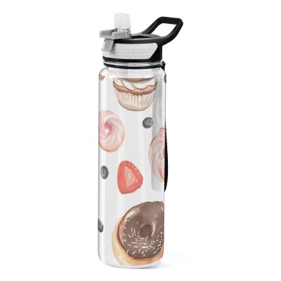 Mnsruu Avacodos Transparent Water Bottle with Straw, Water Color, Tritan, BPA-Free, 1,000 ml