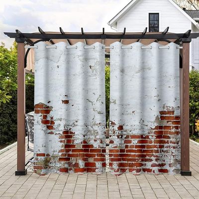Treer Waterproof Outdoor Curtains with 1.6-Inch Grommets, 2-Piece Set, Privacy and Sun Protection, 137 x 203 cm, White