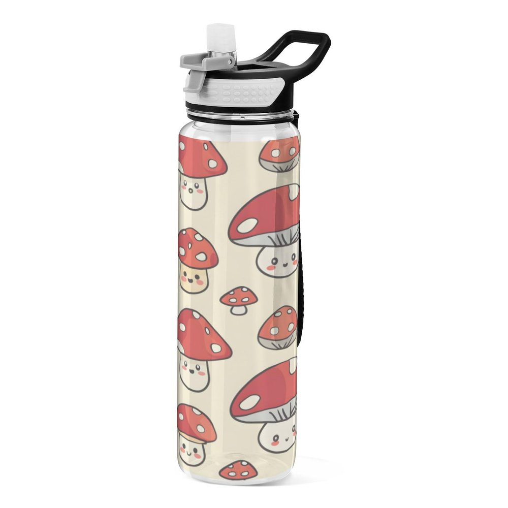 Mnsruu Transparent Water Bottle with Straw, Cute Beaver Forest Animal Design, Tritan, BPA-Free, 1,000 ml Sports Water Bottle for Children, Boys, Girls, Adults, School and Travel