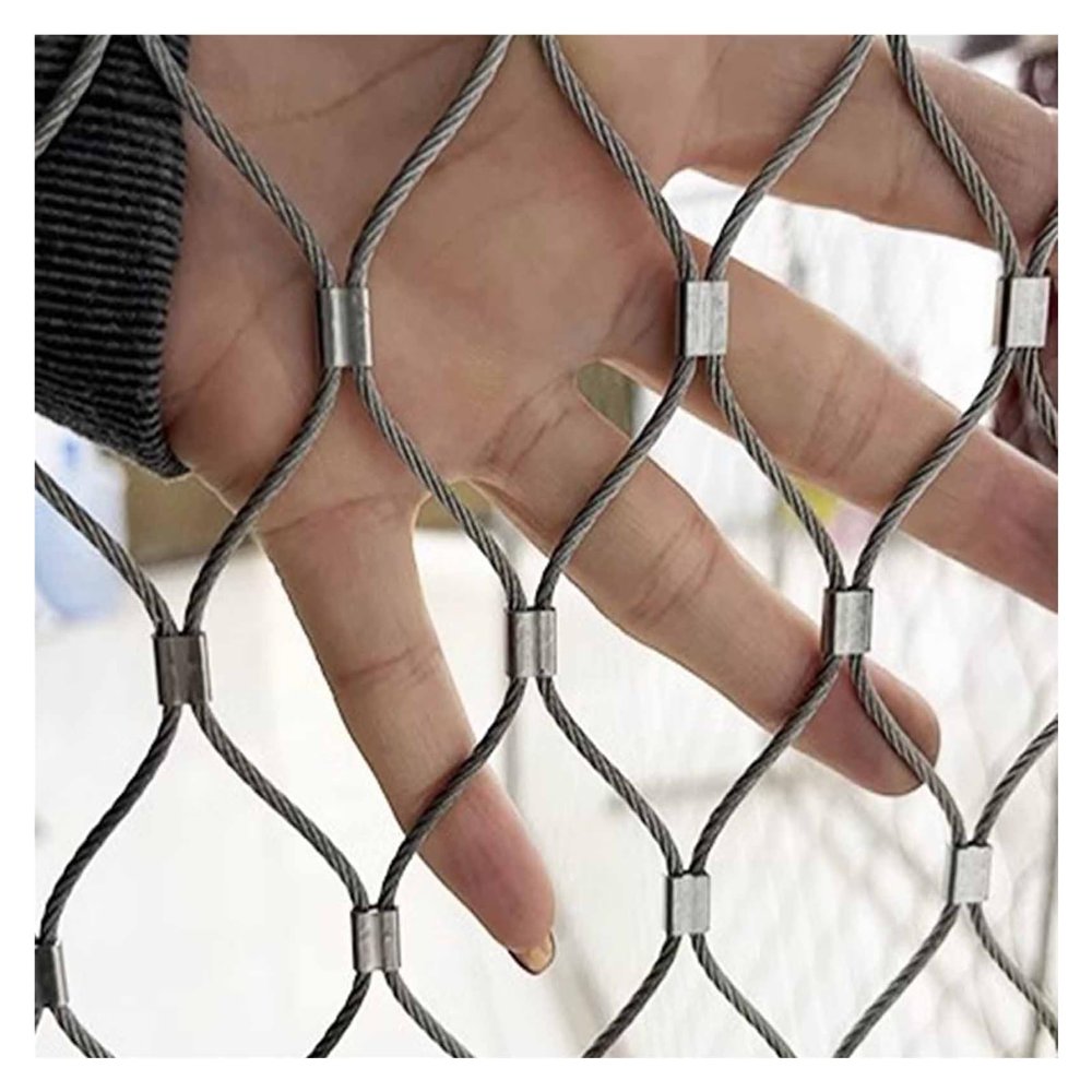 VXHCS 304 Stainless Steel Cable Mesh, 10 cm Mesh, 1.5 mm/2 mm, 1 x 1 m