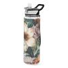 Mnsruu Retro Tropical Flower Water Bottle with Straw, BPA-Free Tritan, Clear view 1