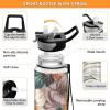 Mnsruu Retro Tropical Flower Water Bottle with Straw, BPA-Free Tritan, Clear view 3