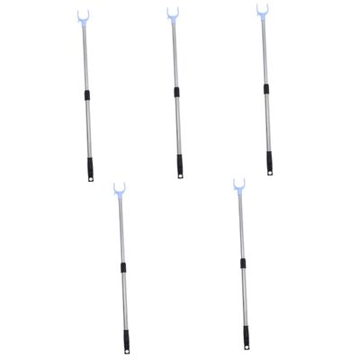IMIKEYA 5-Piece Telescopic Garment Hook Rod, Adjustable Retractable Clothesline Rod, Stainless Steel, Black