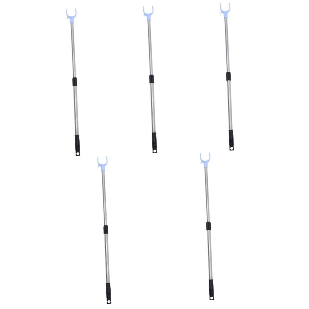 IMIKEYA 5-Piece Telescopic Garment Hook Rod, Adjustable Retractable Clothesline Rod, Stainless Steel, Black