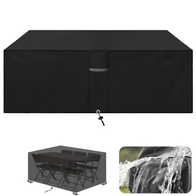 XUEDNGM 420D Waterproof Garden Furniture Cover, 318 x 88 x 100 cm, Black
