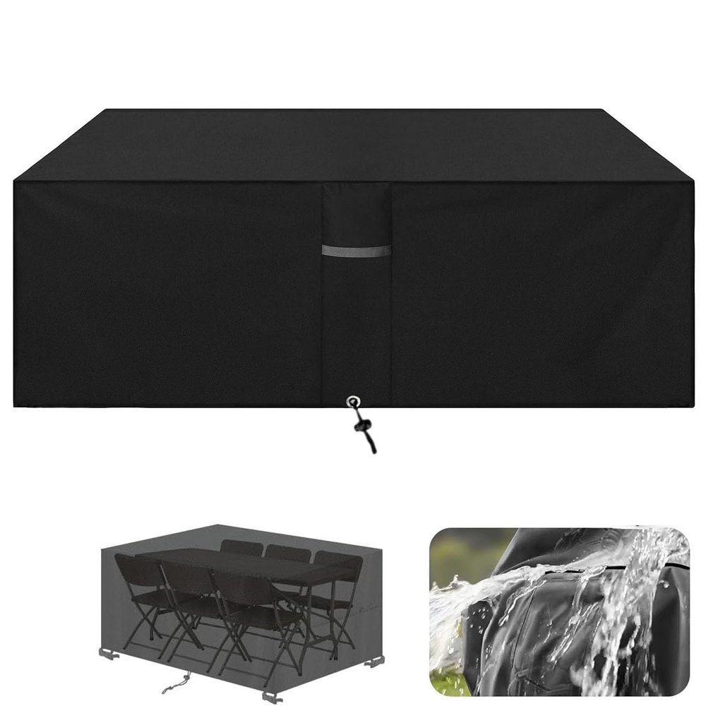 XUEDNGM 420D Waterproof Garden Furniture Cover, 318 x 88 x 100 cm, Black
