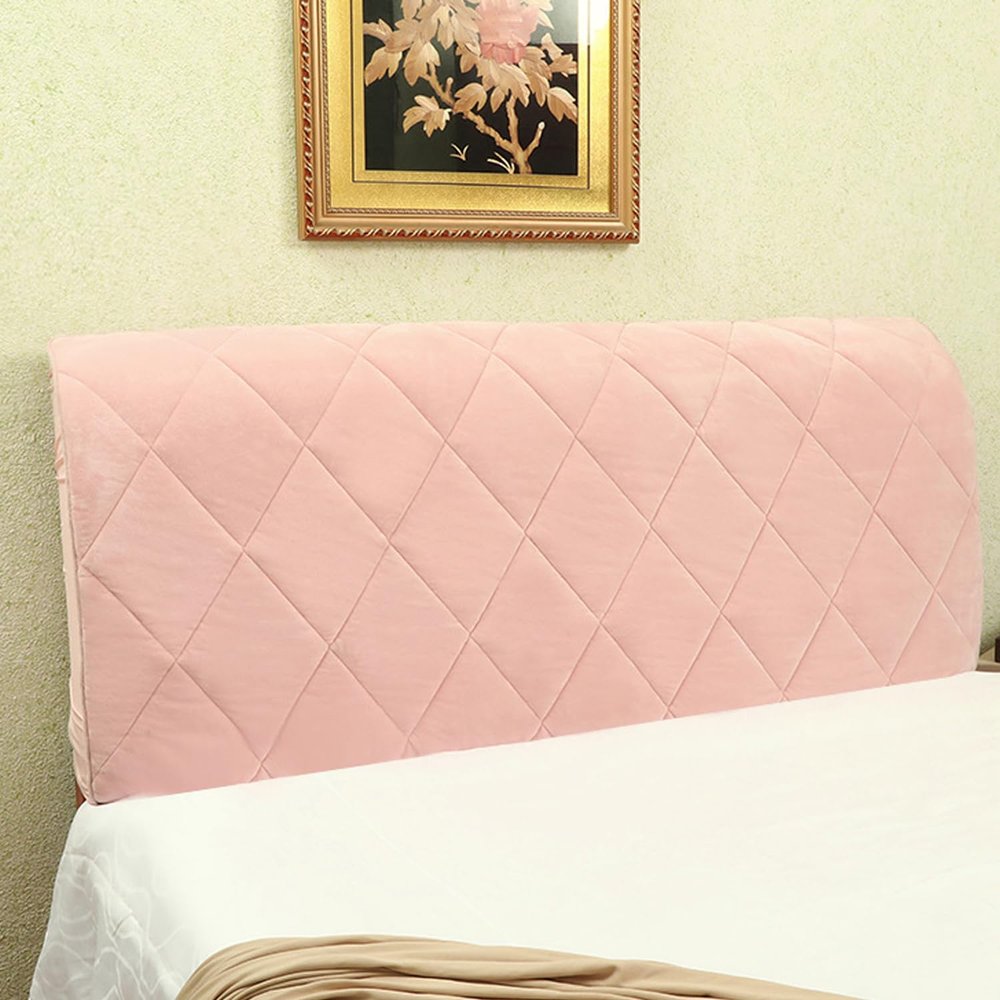 LDLCYCN Velvet Queen-Size Headboard Cover, Quilted Protective Cover, Pink, 2.1 m
