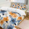 NWTRK 3-Piece Bedding Set with Blue and Orange Flowers on White, Super-Soft Microfiber Duvet Cover Set view 1