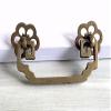 Vintage Brass Single Drop Drawer Pull, Antique Bronze, C-to-C: 2.75 in (70 mm) view 2