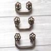 Vintage Brass Single Drop Drawer Pull, Antique Bronze, C-to-C: 2.75 in (70 mm) view 3