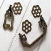 Vintage Brass Single Drop Drawer Pull, Antique Bronze, C-to-C: 2.75 in (70 mm) view 4