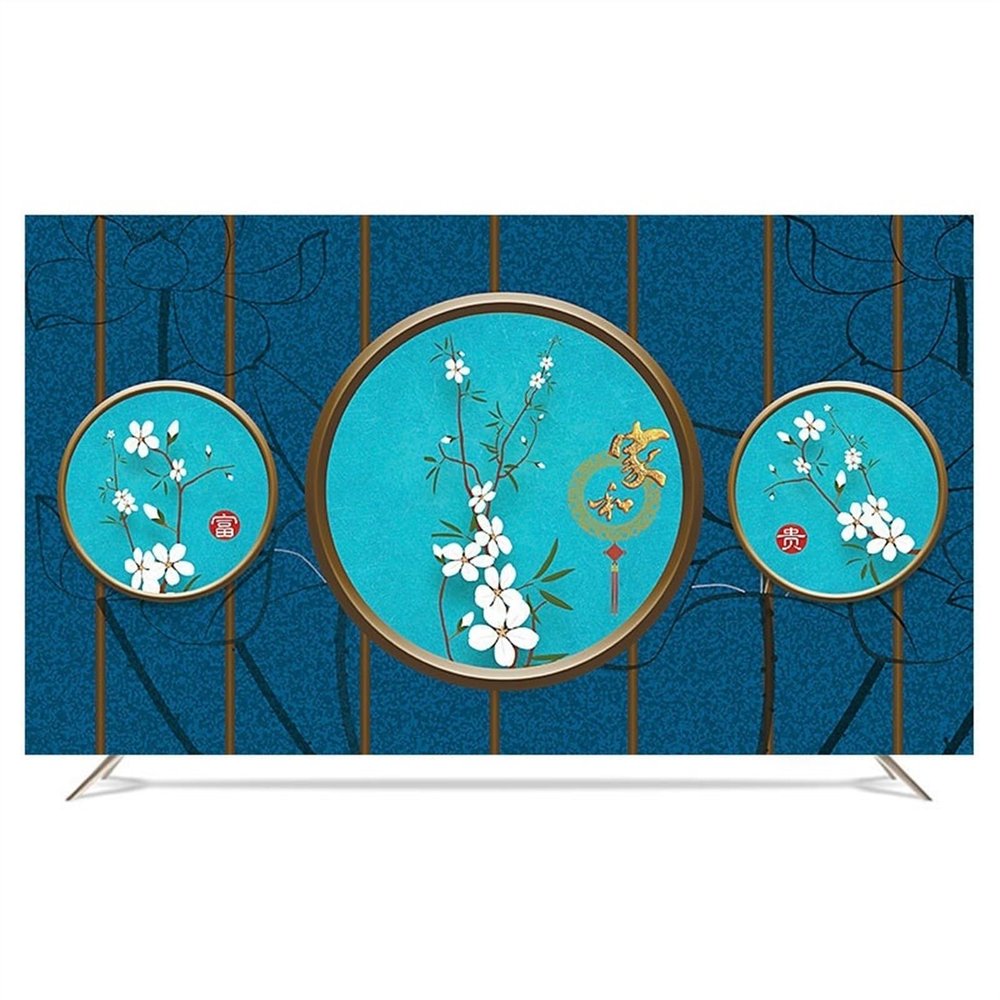 LUNCHS Creative TV Cover for Flat-Screen TVs, Desk/Wall Mount, Elegant and Versatile, 60 in (136 × 90 cm), Round