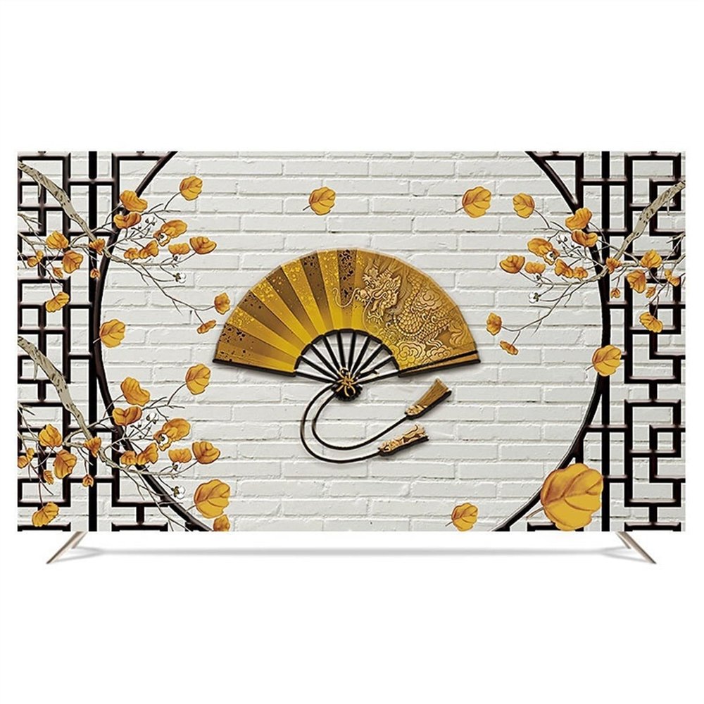 LUNCHS Creative TV Cover for Flat-Screen TVs, 27 in (64 × 43 cm), Fan Pattern