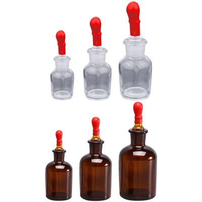 OUNONA 6-Pack Glass Dropper Bottles with Plastic Tips, 30 ml, 60 ml, 125 ml