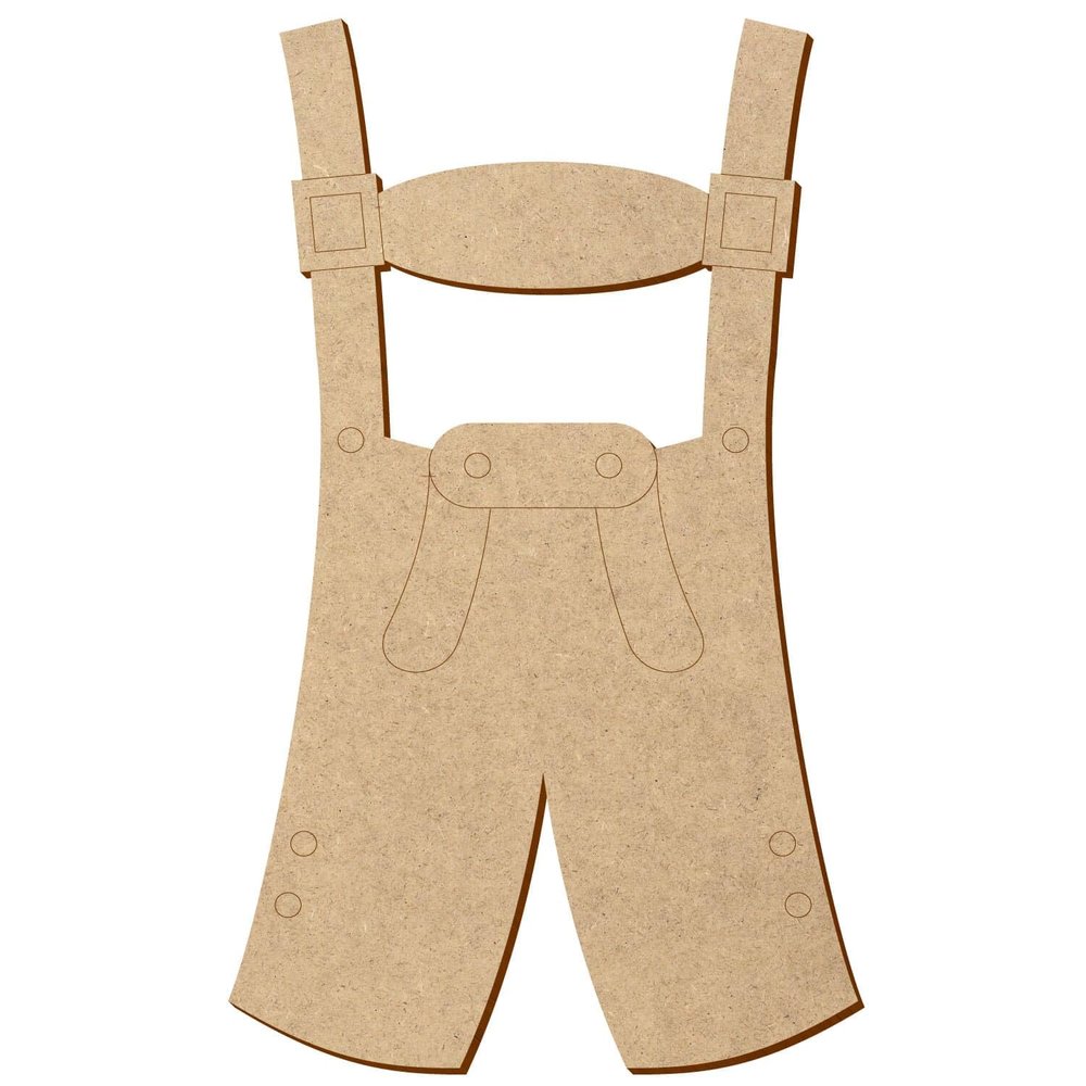 MDF Lederhosen Bib Pants V1 – DIY Décor, 5–50 cm