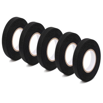 On1shelf Black Wiring Harness Cloth Tape, 9 mm x 15 m, Heat-Resistant, Ideal for Automotive and Motorcycle Electrical Systems and Cable Insulation (5)