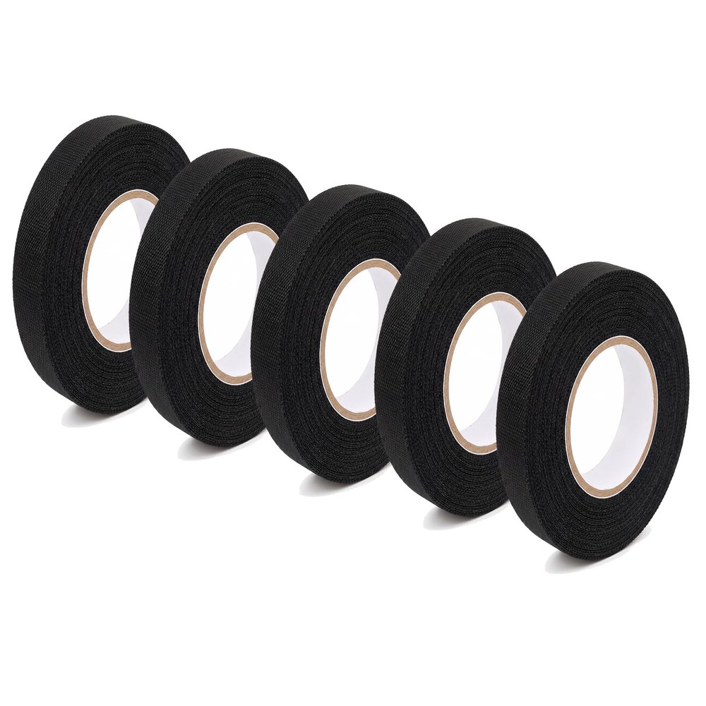 On1shelf Black Wiring Harness Cloth Tape, 9 mm x 15 m, Heat-Resistant, Ideal for Automotive and Motorcycle Electrical Systems and Cable Insulation (5)