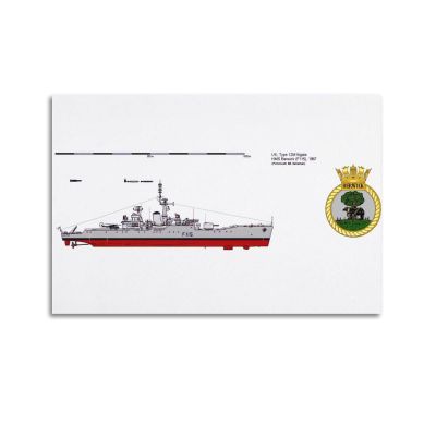 YTNSA Vintage Battleship Poster, Type 12M Frigate HMS Berwick, Canvas Wall Art Print, 50 x 75 cm