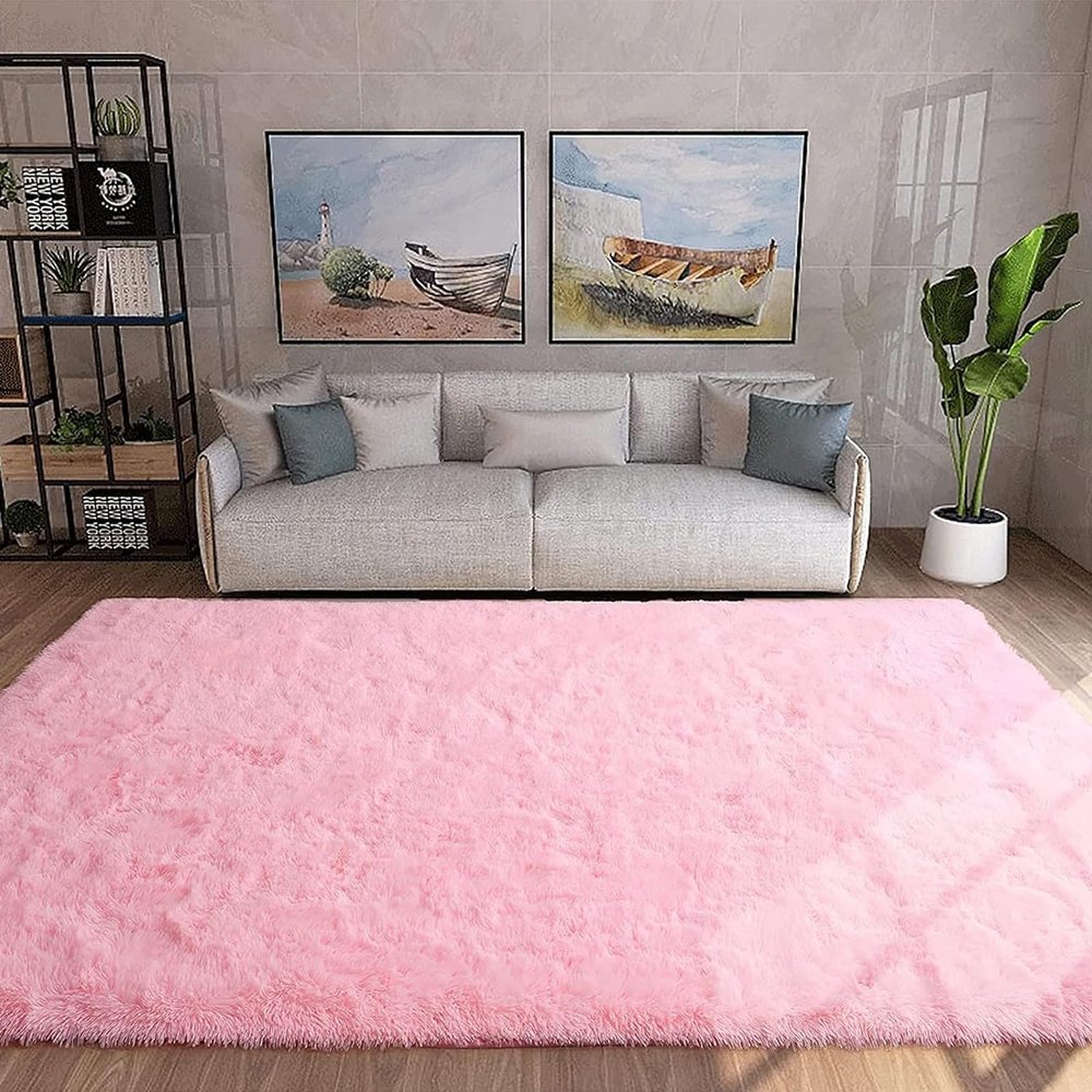 XUEDNGM Pink Shaggy Area Rug 135 x 290 cm, Soft, Durable and Non-Slip