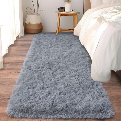 XUEDNGM Soft Shaggy Area Rug 120 x 255 cm, Gray, Non-Slip, Easy-Care
