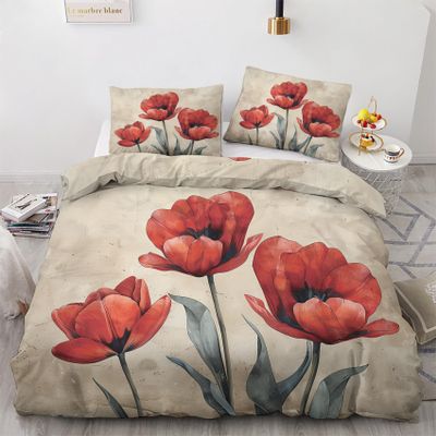 NOGAWA Red Poppy Bedding Set, 135 x 200 cm