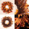 Halloween Fall Door Wreath, Large Maple Leaf Wreath with Pumpkins for Indoor and Outdoor Use view 4