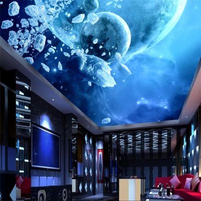 YYZOVBNN Fantasy Starry Sky Galaxy Planet 3D Peel-and-Stick Wall Mural Wallpaper