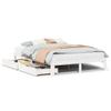 LLEZKBR Bed Frame with Drawers, White, 120 x 190 cm, Small Double Bed, Solid Pine view 2