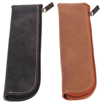Tofficu Pencil Cases, 2-Pack, PU Leather, Portable