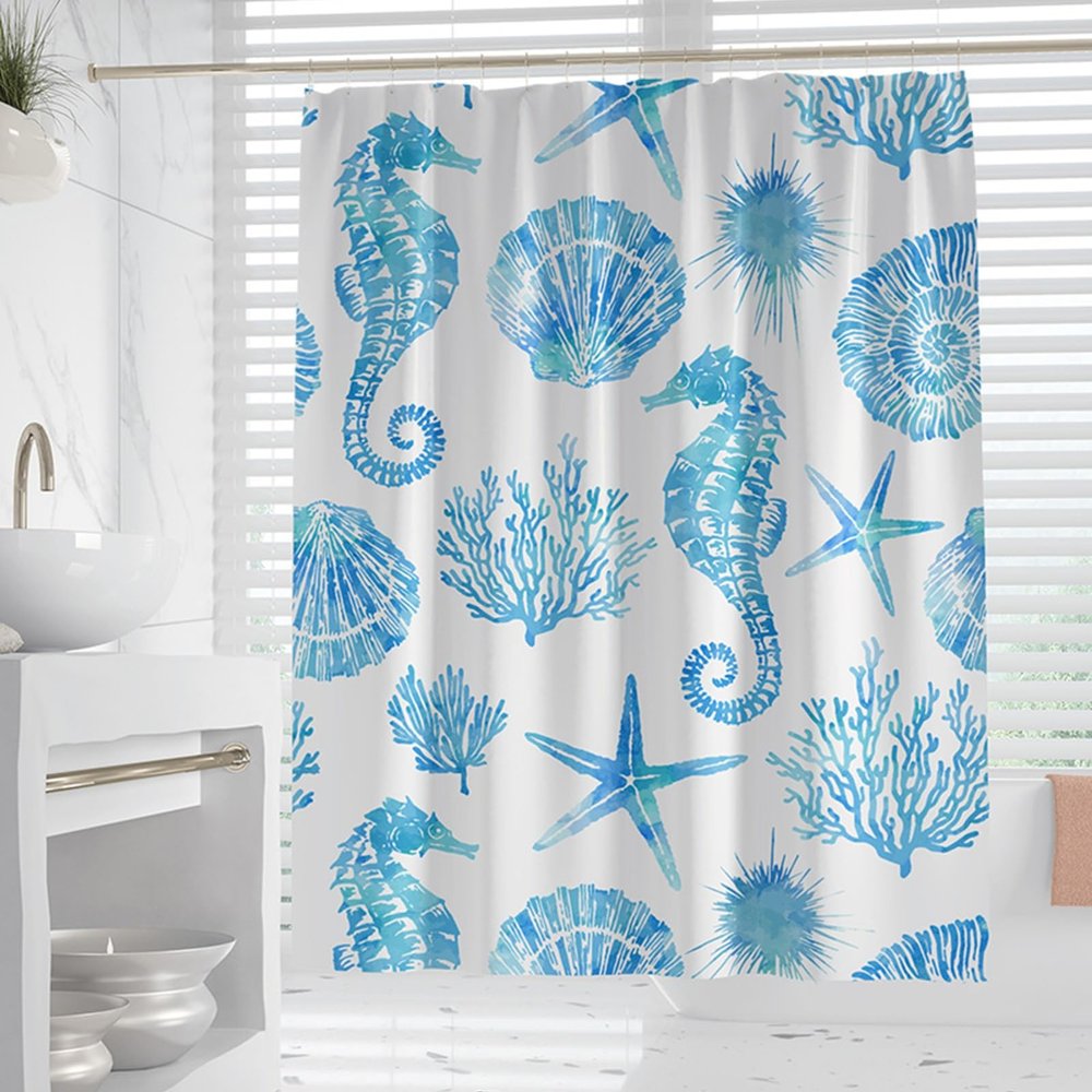 XUEDNGM Mold-Resistant Shower Curtain 85 x 220 cm, Ocean