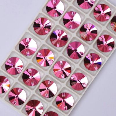 Sew-On Rhinestones, Round, Rose, 8 mm, 56 Pieces