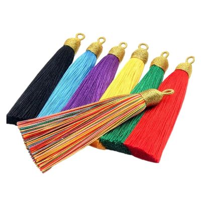 85 mm Tassel Charms with Rings, Decorative Fan Pendants, Mixed Colors, 15-Piece Lot