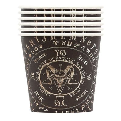 6 Ouija Paper Cups - Black - One Size
