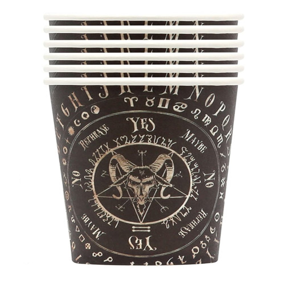 6 Ouija Paper Cups - Black - One Size
