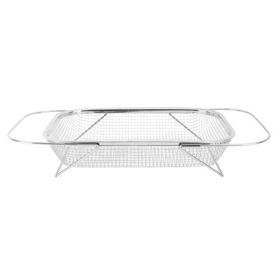 OVAQUIXI Stainless Steel Over-the-Sink Colander, Expandable, Rectangular, Fine Mesh, Silver