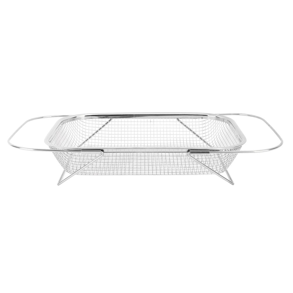 OVAQUIXI Stainless Steel Over-the-Sink Colander, Expandable, Rectangular, Fine Mesh, Silver