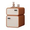 OYWEHECE Nightstand, Color-Block Microfiber Leather and Solid Wood, 2 Drawers, 35 × 40 × 50 cm view 1
