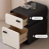 OYWEHECE Nightstand, Color-Block Microfiber Leather and Solid Wood, 2 Drawers, 35 × 40 × 50 cm view 2
