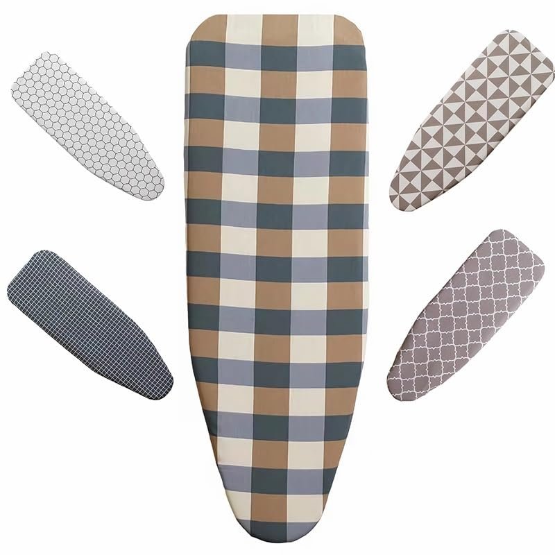 GSKFXJ Heat-Reflective Replacement Ironing Board Cover, Padded, Currant Grid, 110 x 34 cm (43 x 13 in)