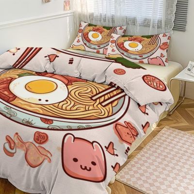 VFKLT 3-Piece Ramen-Print Queen-Size Bedding Set